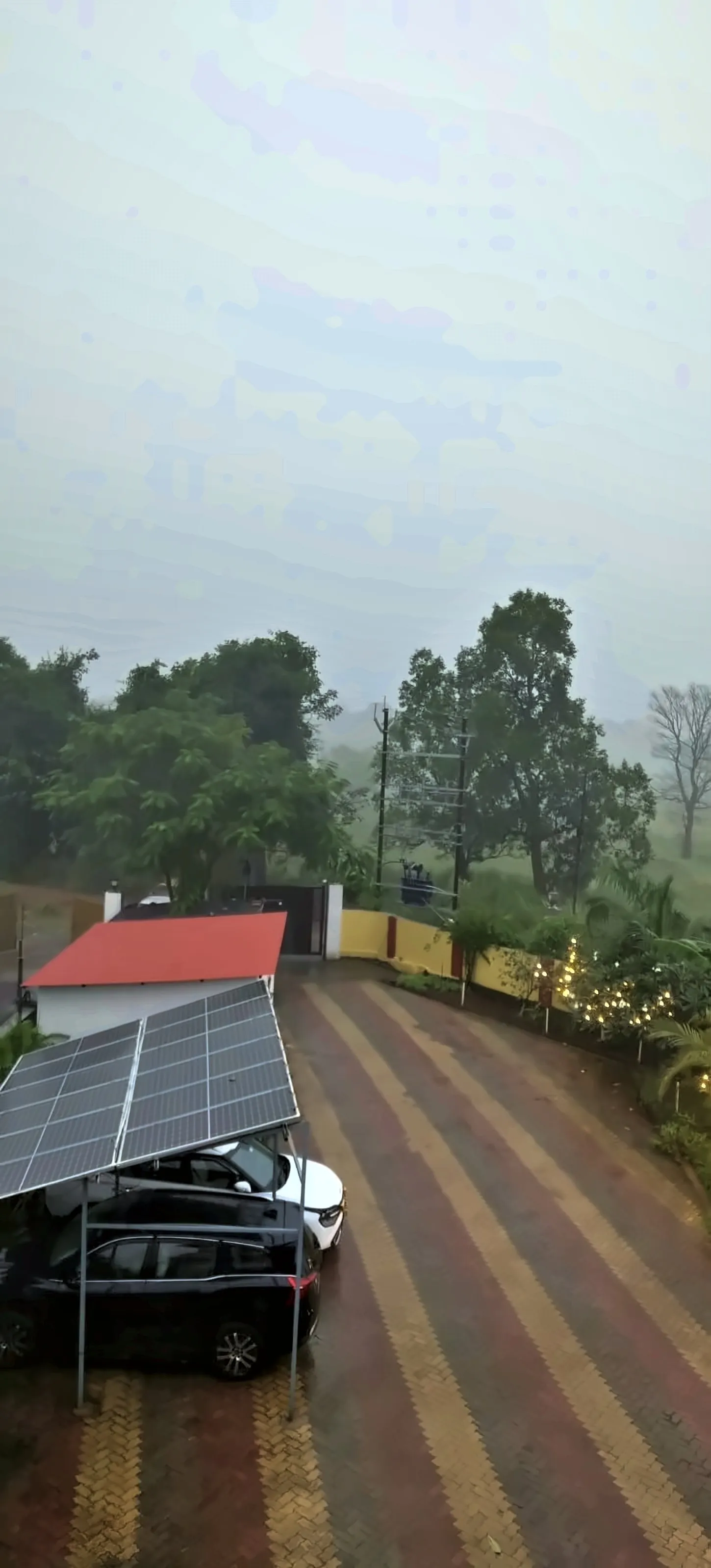 Monsoon on the drive, Aamantara Villa, Karjat